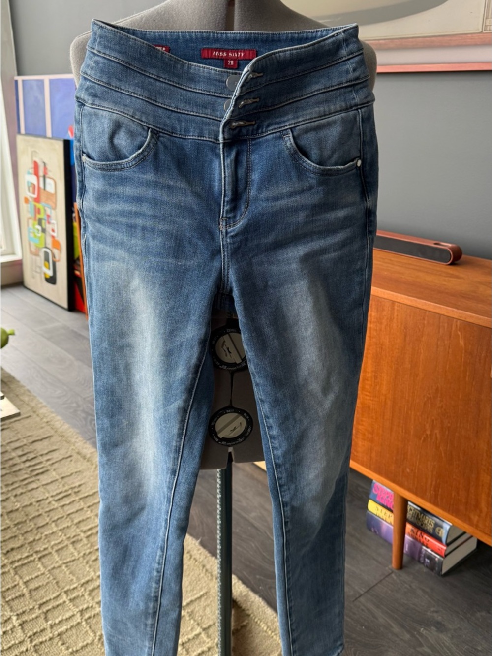 Miss Sixty Women's Blue High-Waist Skinny Jeans Vintage